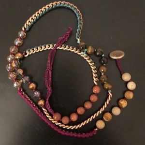 Teal/ maroon/ brown/gold wrap bracelet